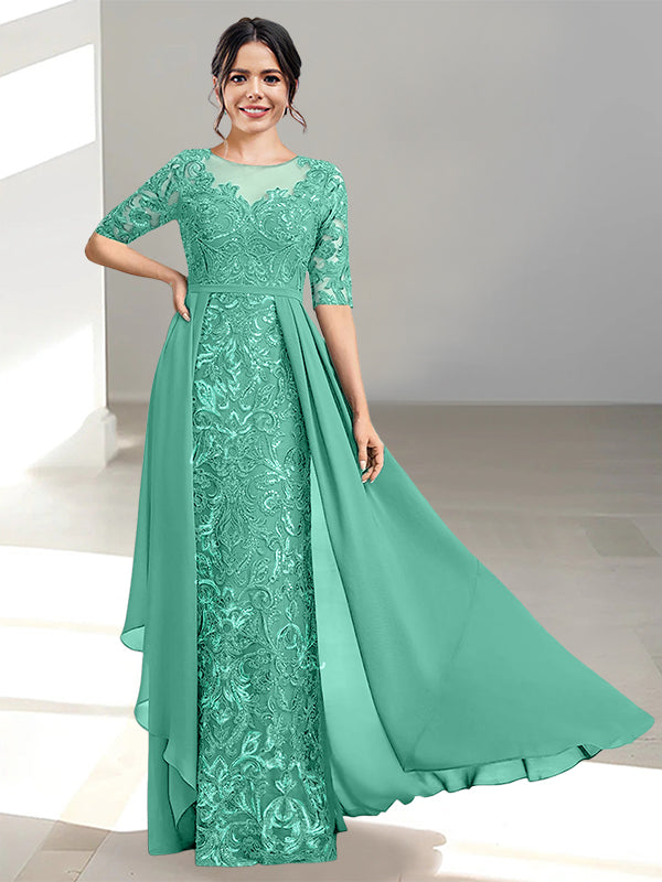 Floor Length Mother of the Bride Dress A Line Scoop Neckline