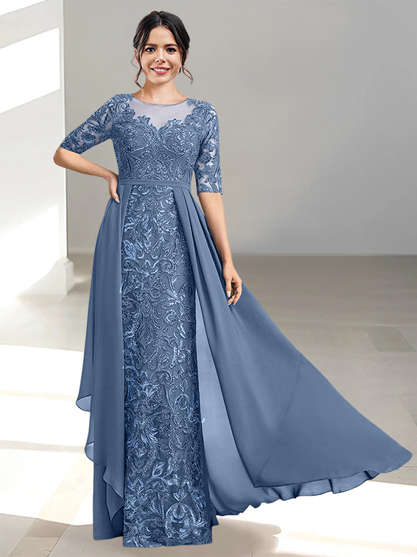 Floor Length Mother of the Bride Dress A Line Scoop Neckline