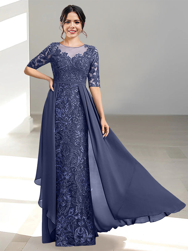 Floor Length Mother of the Bride Dress A Line Scoop Neckline