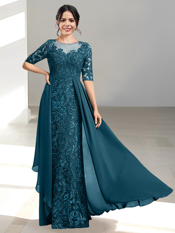 Floor Length Mother of the Bride Dress A Line Scoop Neckline