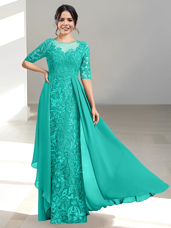 Floor Length Mother of the Bride Dress A Line Scoop Neckline