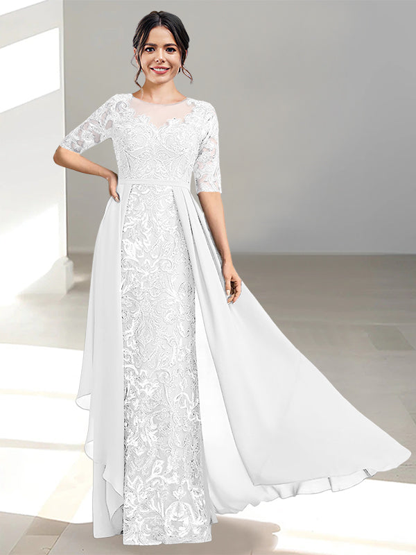 Floor Length Mother of the Bride Dress A Line Scoop Neckline