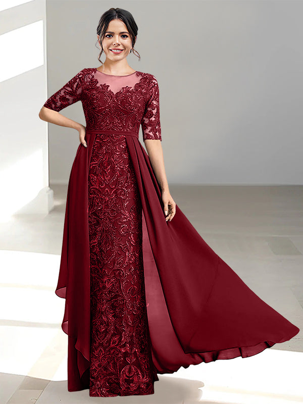 Floor Length Mother of the Bride Dress A Line Scoop Neckline