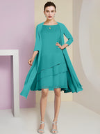 A-Linie/Princess-Linie Rundhals Knielang Kleider für die Brautmutter 