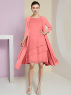 A-Linie/Princess-Linie Rundhals Knielang Kleider für die Brautmutter 