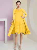 A-Linie/Princess-Linie Rundhals Knielang Kleider für die Brautmutter 