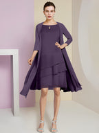 A-Linie/Princess-Linie Rundhals Knielang Kleider für die Brautmutter 