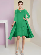 A-Linie/Princess-Linie Rundhals Knielang Kleider für die Brautmutter 