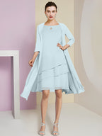 A-Linie/Princess-Linie Rundhals Knielang Kleider für die Brautmutter 