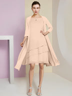 A-Linie/Princess-Linie Rundhals Knielang Kleider für die Brautmutter 