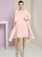 A-Linie/Princess-Linie Rundhals Knielang Kleider für die Brautmutter 