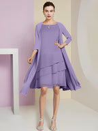 A-Linie/Princess-Linie Rundhals Knielang Kleider für die Brautmutter 