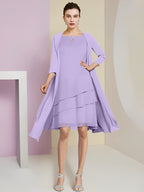 A-Linie/Princess-Linie Rundhals Knielang Kleider für die Brautmutter 