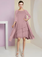 A-Linie/Princess-Linie Rundhals Knielang Kleider für die Brautmutter 