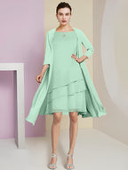 A-Linie/Princess-Linie Rundhals Knielang Kleider für die Brautmutter 