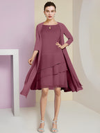 A-Linie/Princess-Linie Rundhals Knielang Kleider für die Brautmutter 