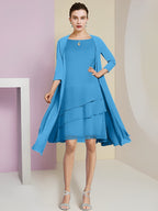 A-Linie/Princess-Linie Rundhals Knielang Kleider für die Brautmutter 