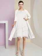 A-Linie/Princess-Linie Rundhals Knielang Kleider für die Brautmutter 