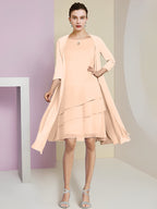 A-Linie/Princess-Linie Rundhals Knielang Kleider für die Brautmutter 