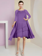 A-Linie/Princess-Linie Rundhals Knielang Kleider für die Brautmutter 