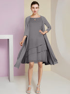 A-Linie/Princess-Linie Rundhals Knielang Kleider für die Brautmutter 