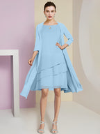 A-Linie/Princess-Linie Rundhals Knielang Kleider für die Brautmutter 