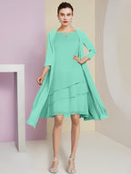 A-Linie/Princess-Linie Rundhals Knielang Kleider für die Brautmutter 