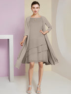 A-Linie/Princess-Linie Rundhals Knielang Kleider für die Brautmutter 