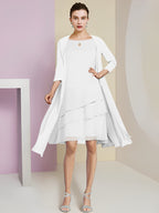 A-Linie/Princess-Linie Rundhals Knielang Kleider für die Brautmutter 