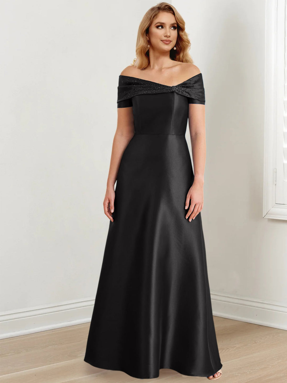 Floor Length Off Shoulder Mother Of The Bride Dress A Line Princess Silhouette