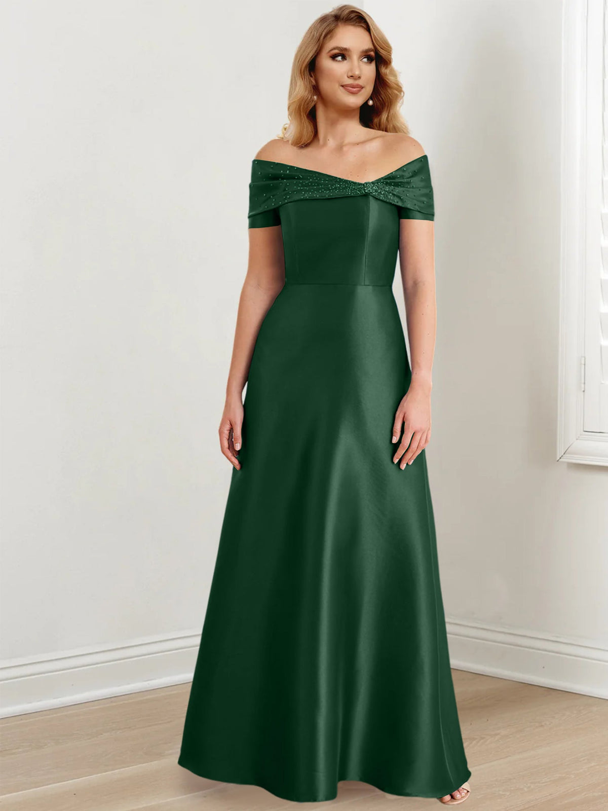 Floor Length Off Shoulder Mother Of The Bride Dress A Line Princess Silhouette