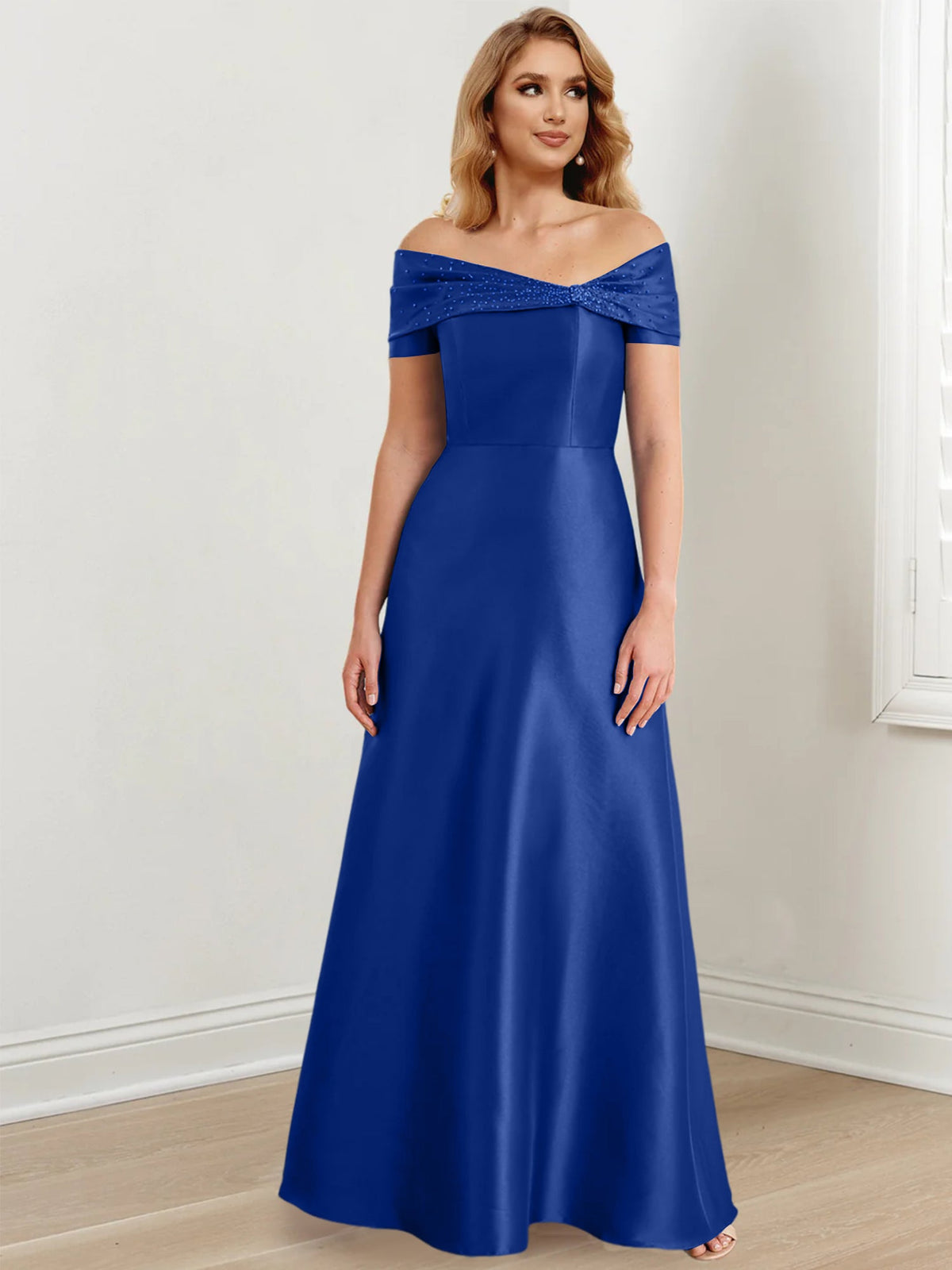 Floor Length Off Shoulder Mother Of The Bride Dress A Line Princess Silhouette