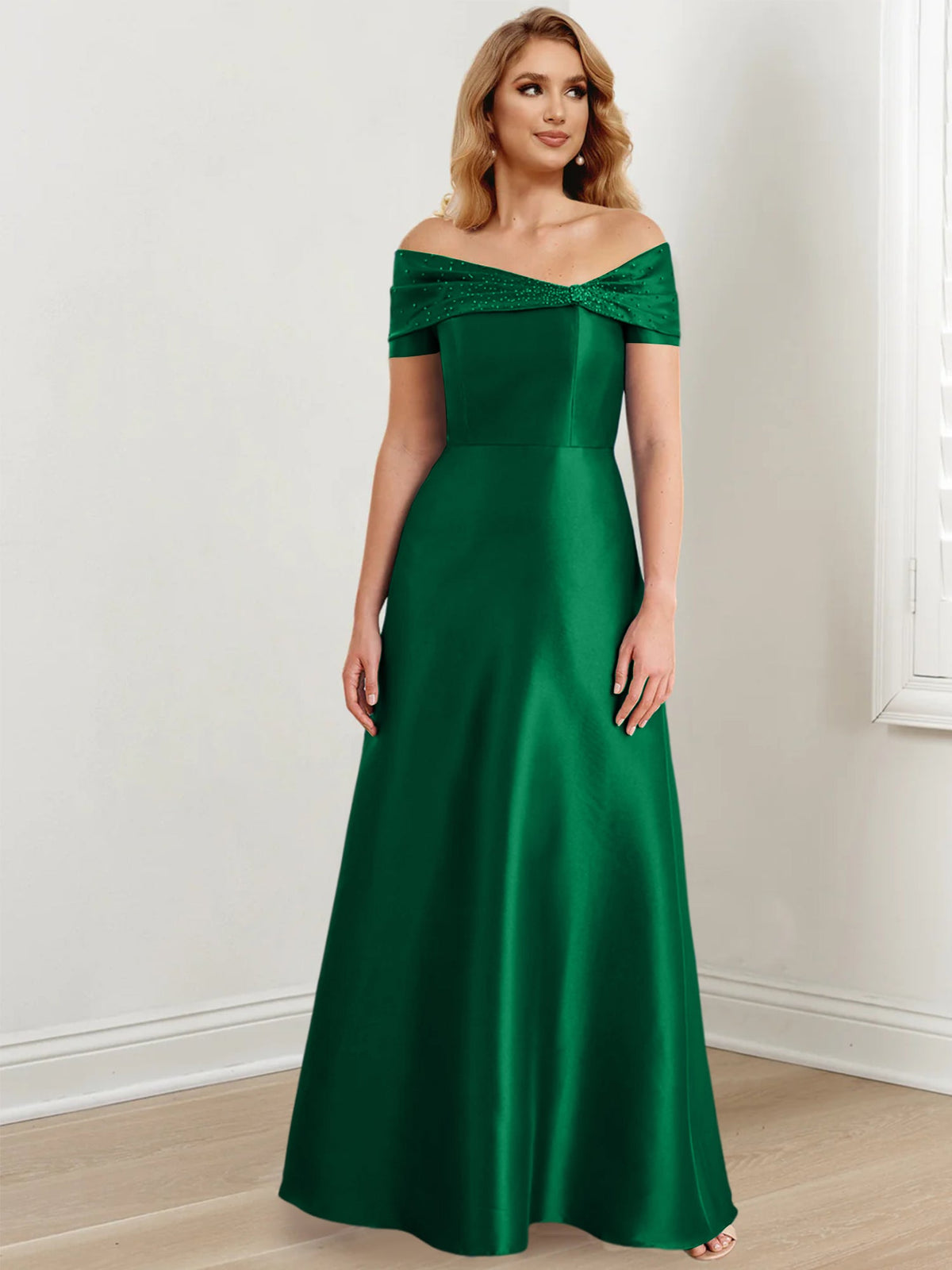Floor Length Off Shoulder Mother Of The Bride Dress A Line Princess Silhouette