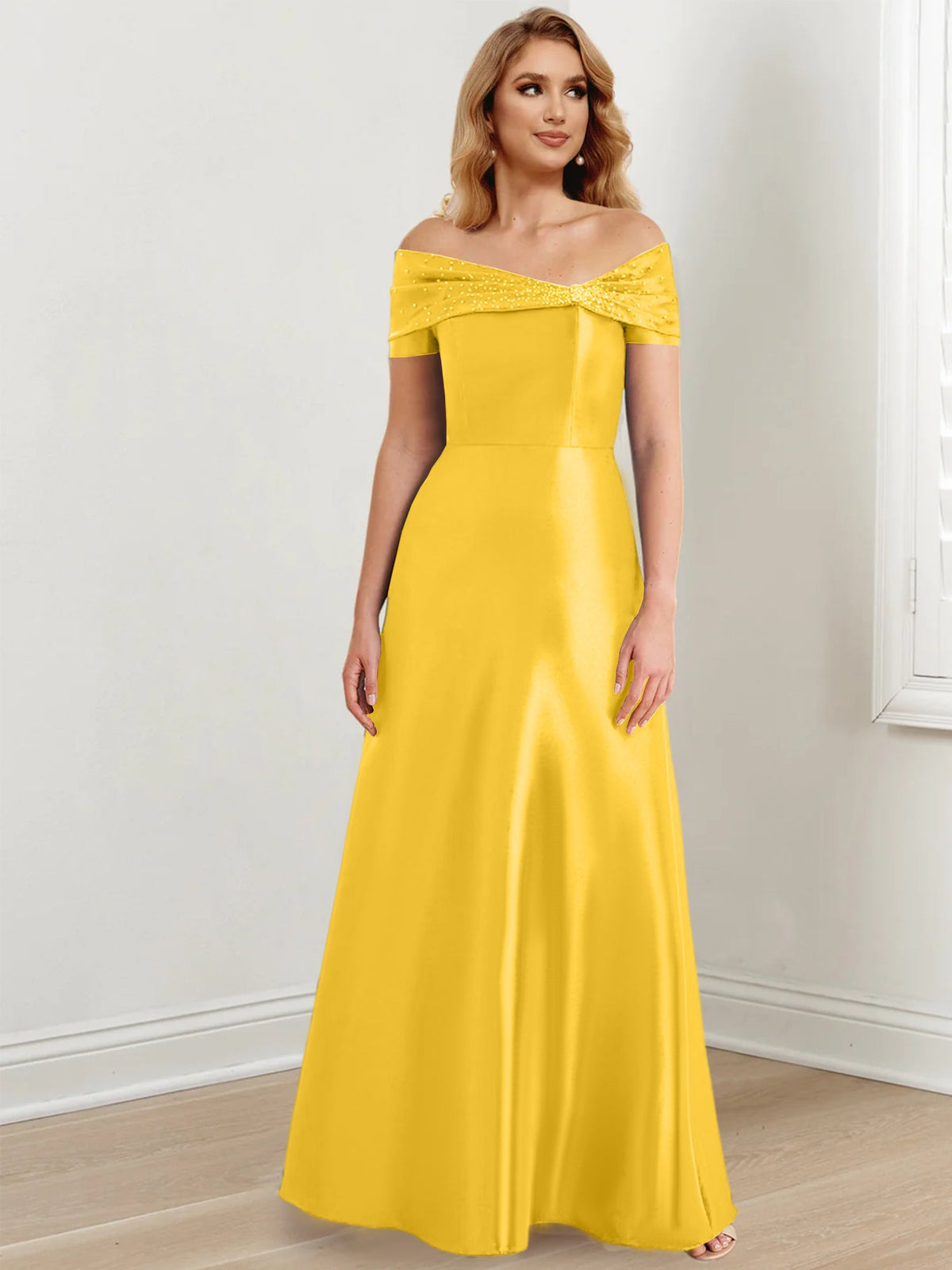 Floor Length Off Shoulder Mother Of The Bride Dress A Line Princess Silhouette