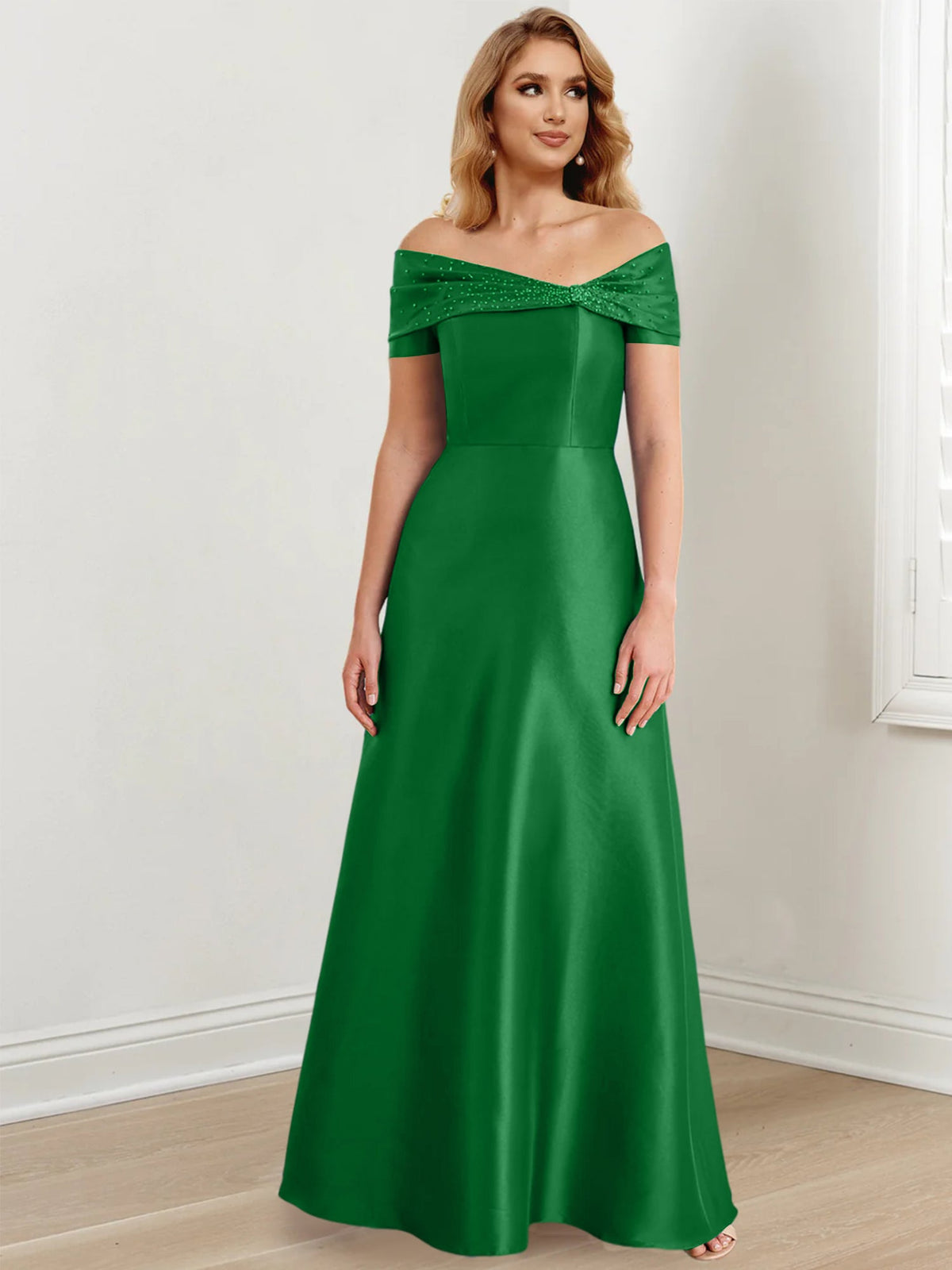 Floor Length Off Shoulder Mother Of The Bride Dress A Line Princess Silhouette
