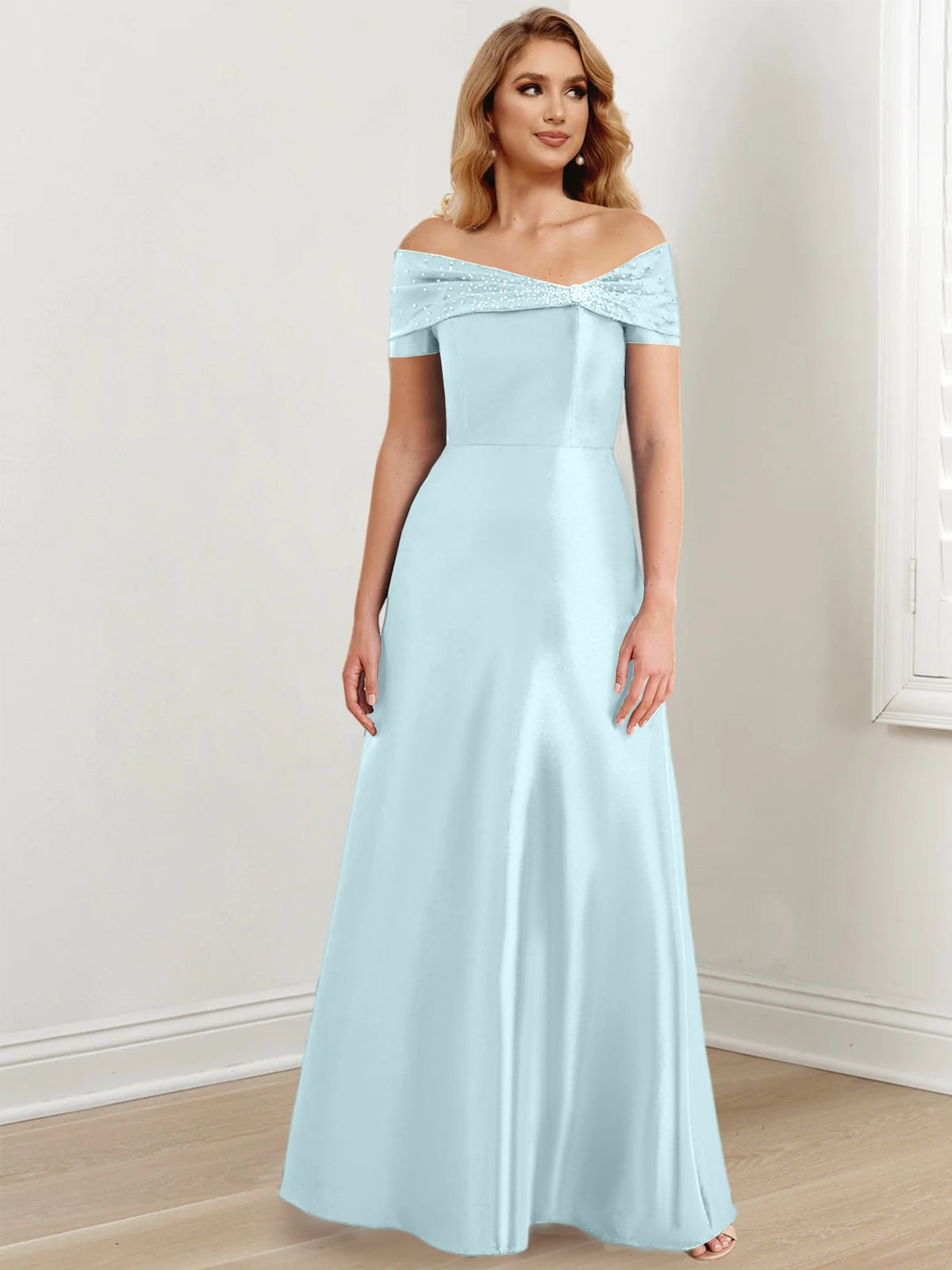 Floor Length Off Shoulder Mother Of The Bride Dress A Line Princess Silhouette