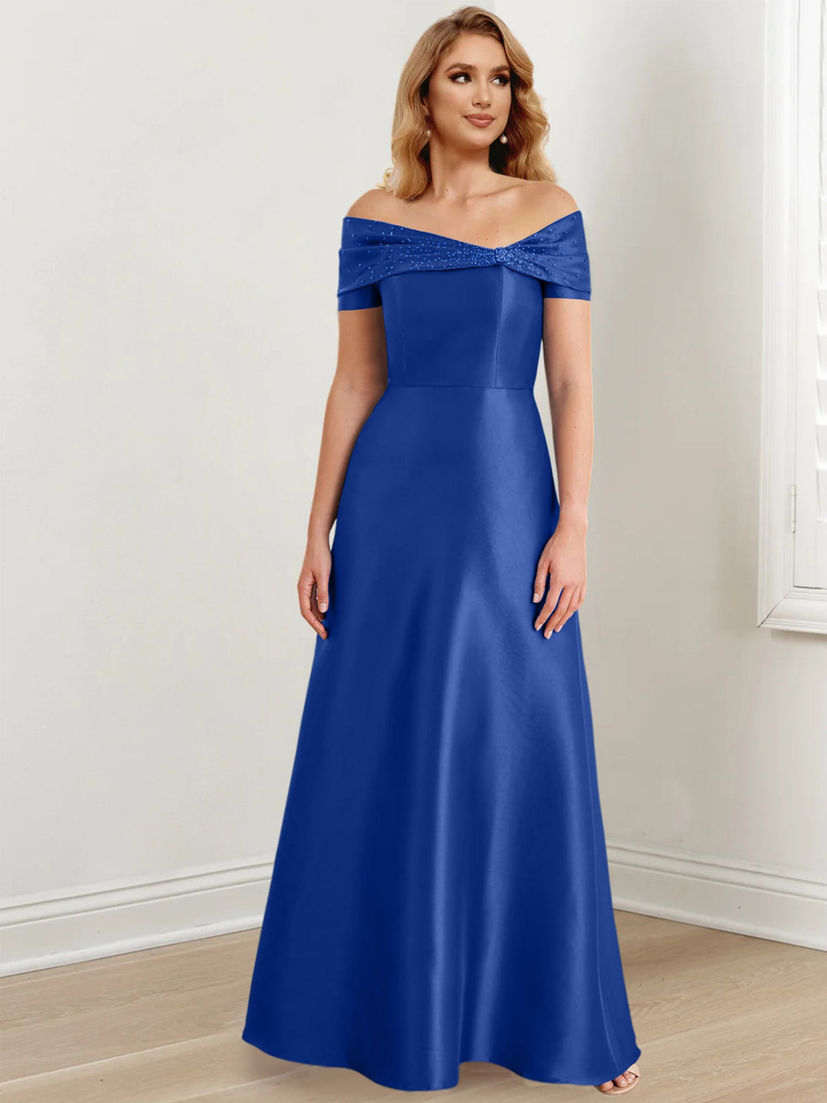 Floor Length Off Shoulder Mother Of The Bride Dress A Line Princess Silhouette