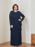 Round Neck Chiffon Mother Of The Bride Dress With Jacket