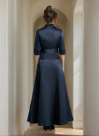 Elegant Satin V Neck A Line Dress For Mother Of The Bride Ankle Length