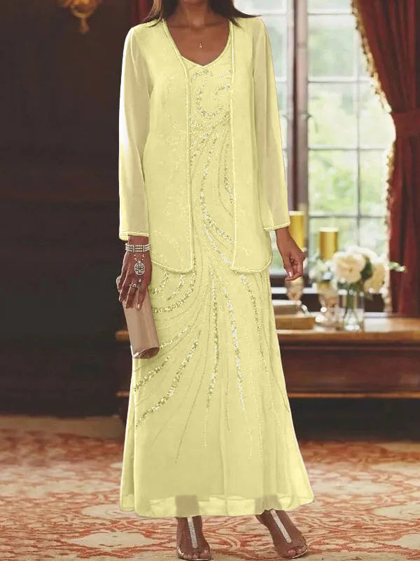Jacketed Mother of the Bride and Groom Sequin Sheath or Column Dress with Jacket
