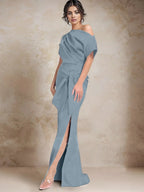 Trumpettschleppe/Meerjungfrau Ein-Schulter Brautmutterkleider mit Seitenschlitz