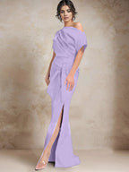 Trumpettschleppe/Meerjungfrau Ein-Schulter Brautmutterkleider mit Seitenschlitz