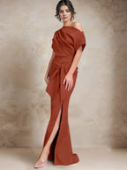 Trumpettschleppe/Meerjungfrau Ein-Schulter Brautmutterkleider mit Seitenschlitz