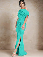 Trumpettschleppe/Meerjungfrau Ein-Schulter Brautmutterkleider mit Seitenschlitz