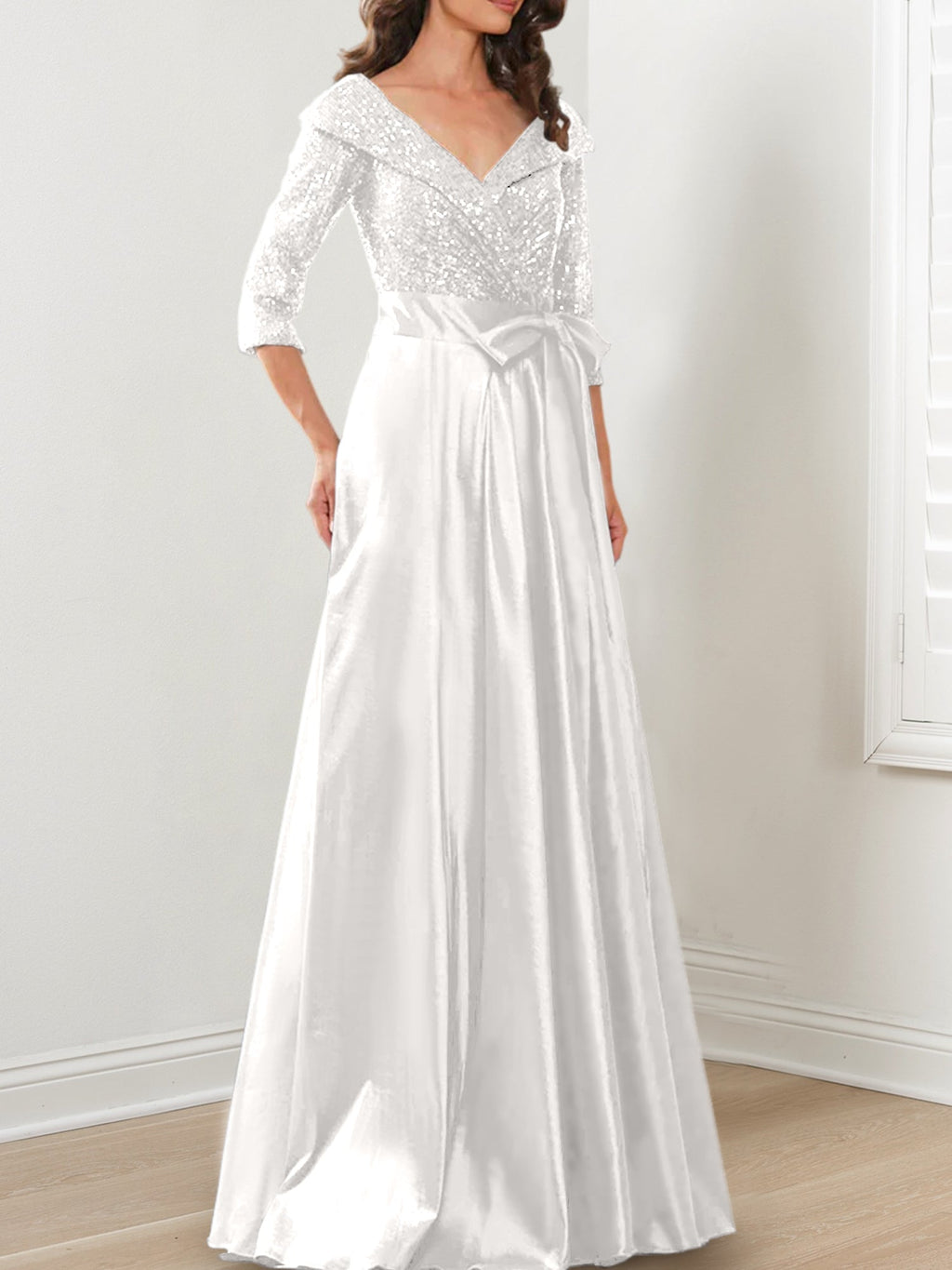 A-Line/Princess V-Neck Floor-Length Mother of the Bride Dresses