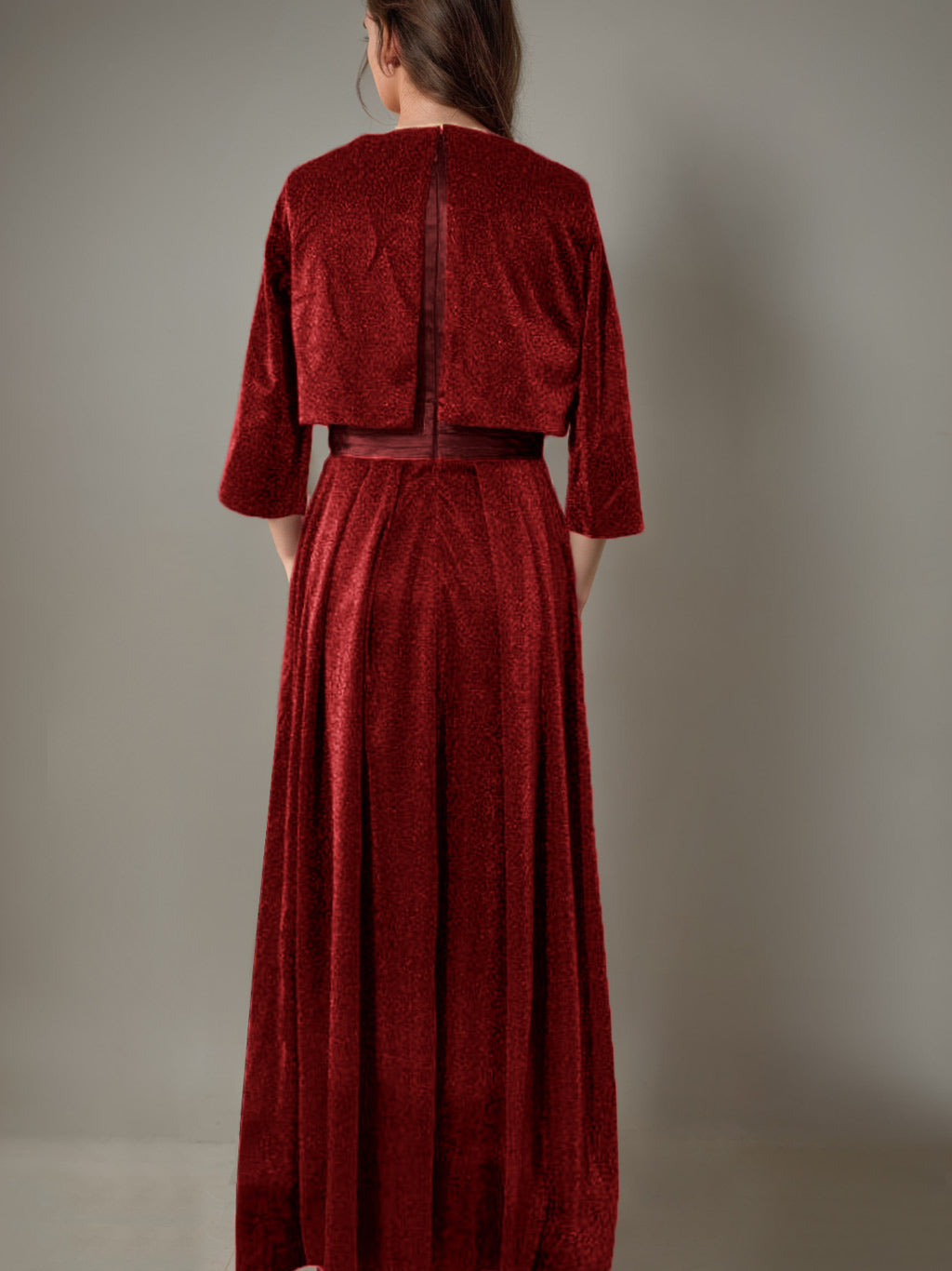 Two Piece Long Sleeve Mother Of The Bride Pantsuit With Sash And Sequins