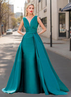 V Neck Sleeveless A Line Princess Mother Of The Bride Dress Luxurious Style