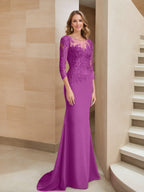 Long Sleeve Lace Mother Of The Bride Dresses In Trumpet Silhouette