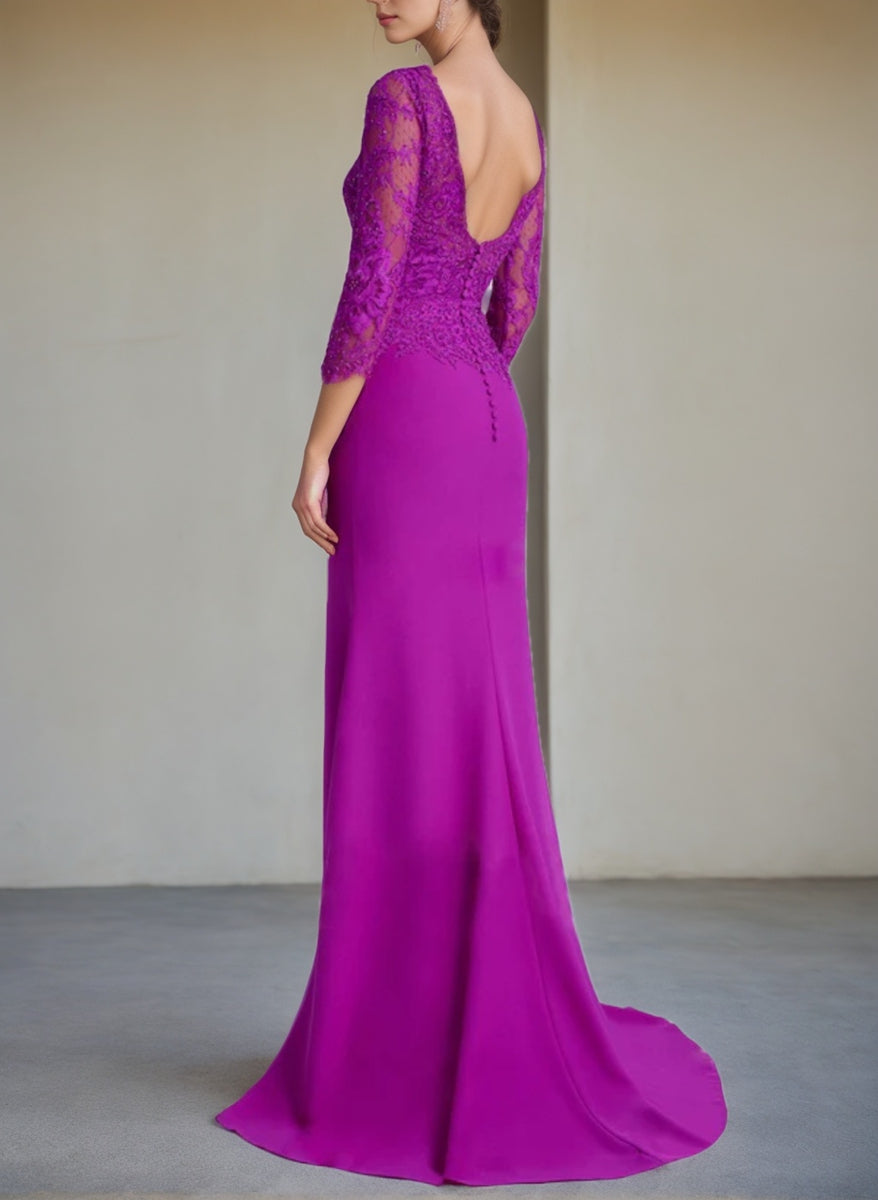 Long Sleeve Lace Mother Of The Bride Dresses In Trumpet Silhouette
