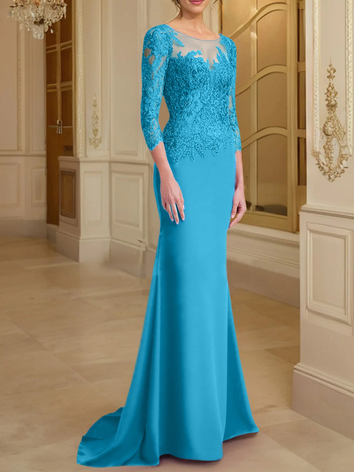 Long Sleeve Lace Mother Of The Bride Dresses In Trumpet Silhouette